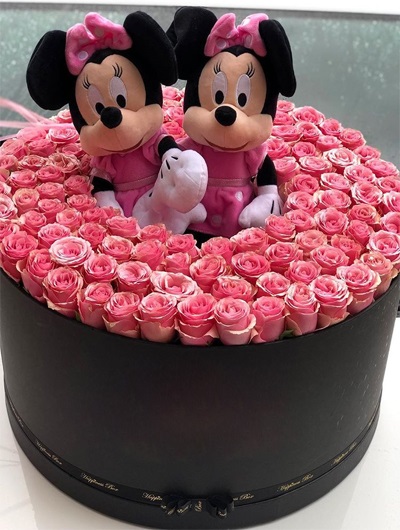 Özel Kutuda Renkli Güller ve Mickey Minnie 5916